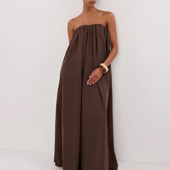 DISSH Roisin Bitter Choc Cotton Strapless Maxi Dress - Picture 5 of 5